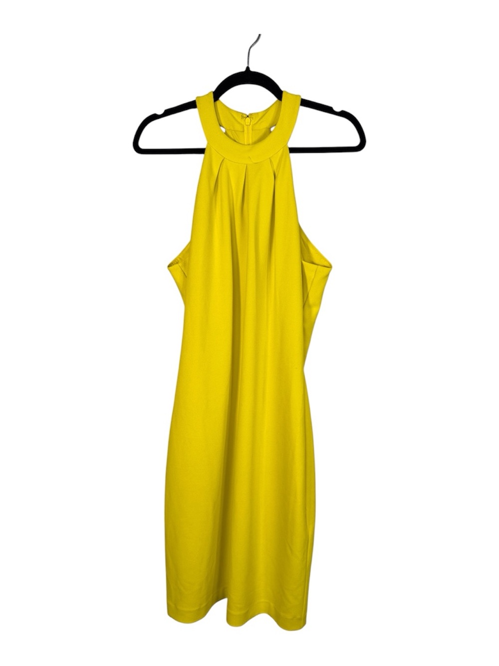 Badgley Mischka Yellow High Neckline Mini Dress Womens 10 Sleeveless Classic